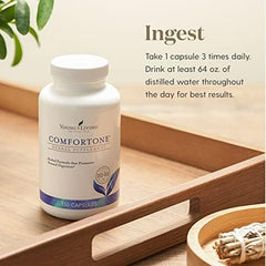 Young Living ComfortTone capsules label detailing herbal ingredients for daily use