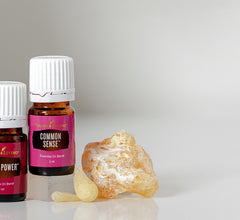 Young Living Common Sense essential oil bottle showcases calming notes ideal for mindfulness routines