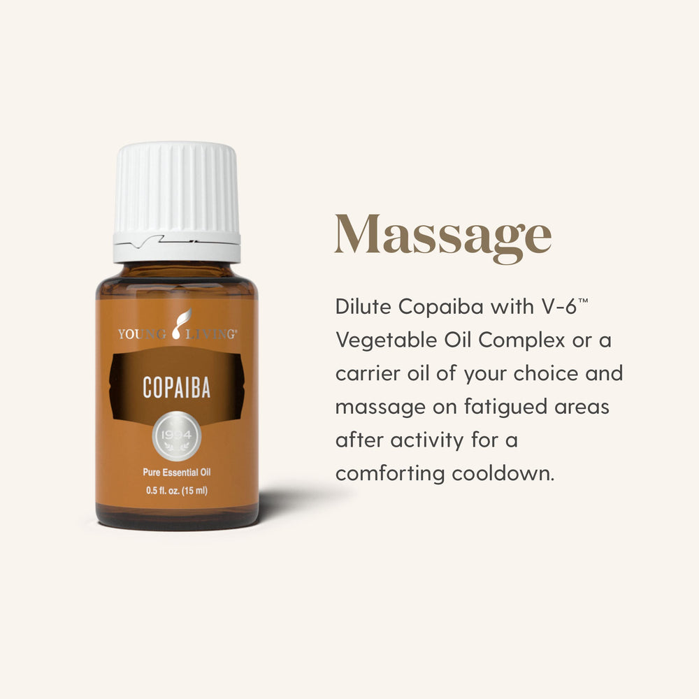Young Living Copaiba Oil closeup pour highlights purity