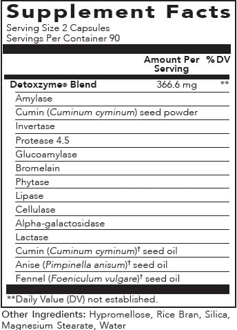 Young Living Detoxzyme packaging with glass bottle reflects premium digestive support