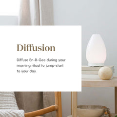 En-R-Gee diffuser in use delivering uplifting aroma for energy
