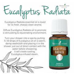 Young Living Eucalyptus Radiata label close-up highlighting vegan and gluten-free ingredients.