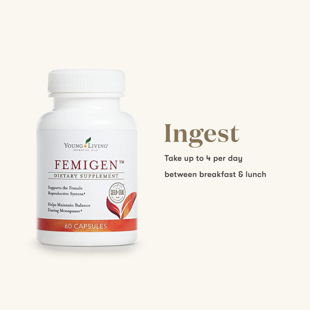 Close-up of FemiGen capsules demonstrating easy-to-take form