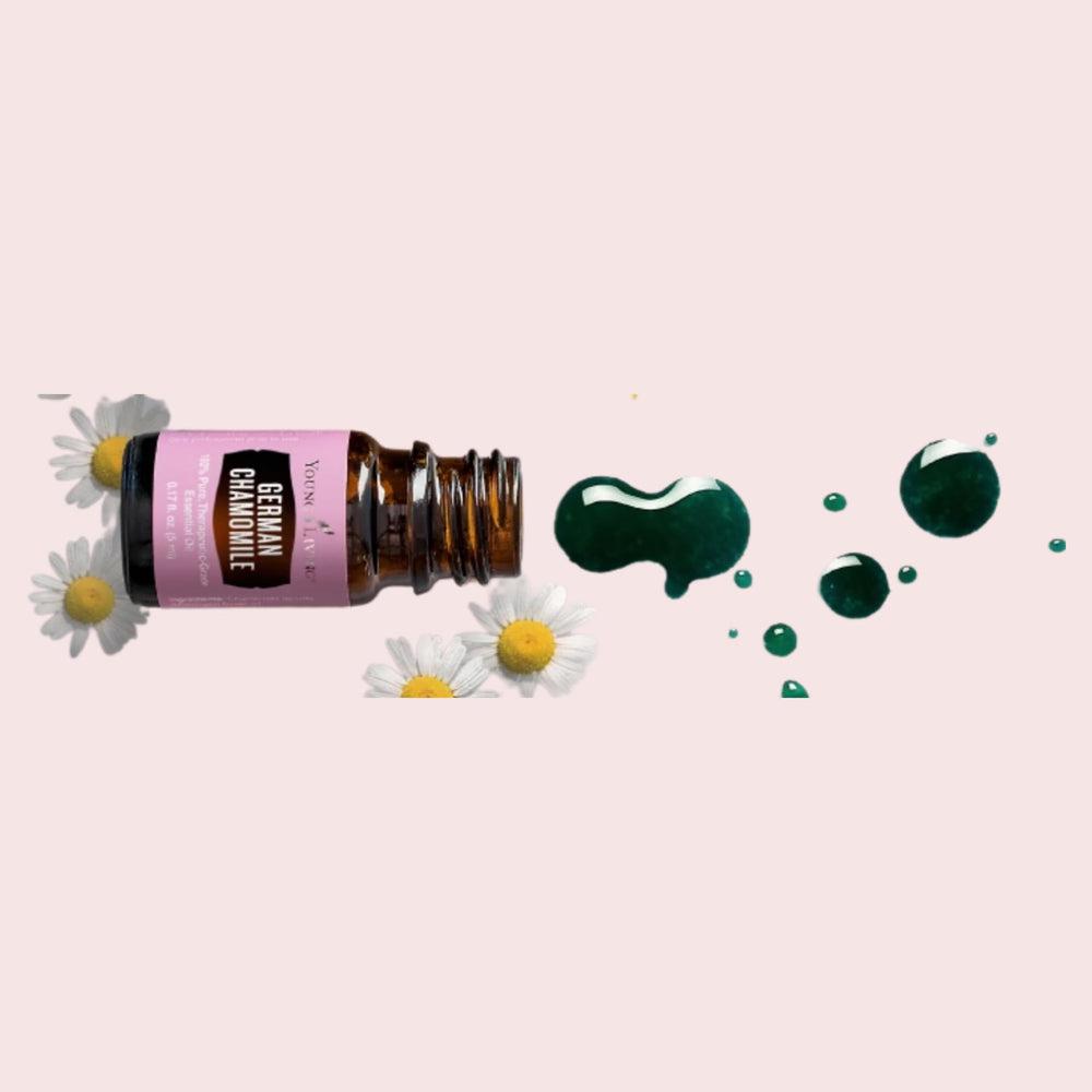 Skin-care application with German Chamomile oil from Young Living for soothing skin