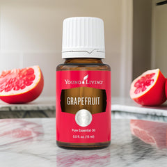 Young Living Grapefruit 15ml diffuser in action releasing refreshing citrus
