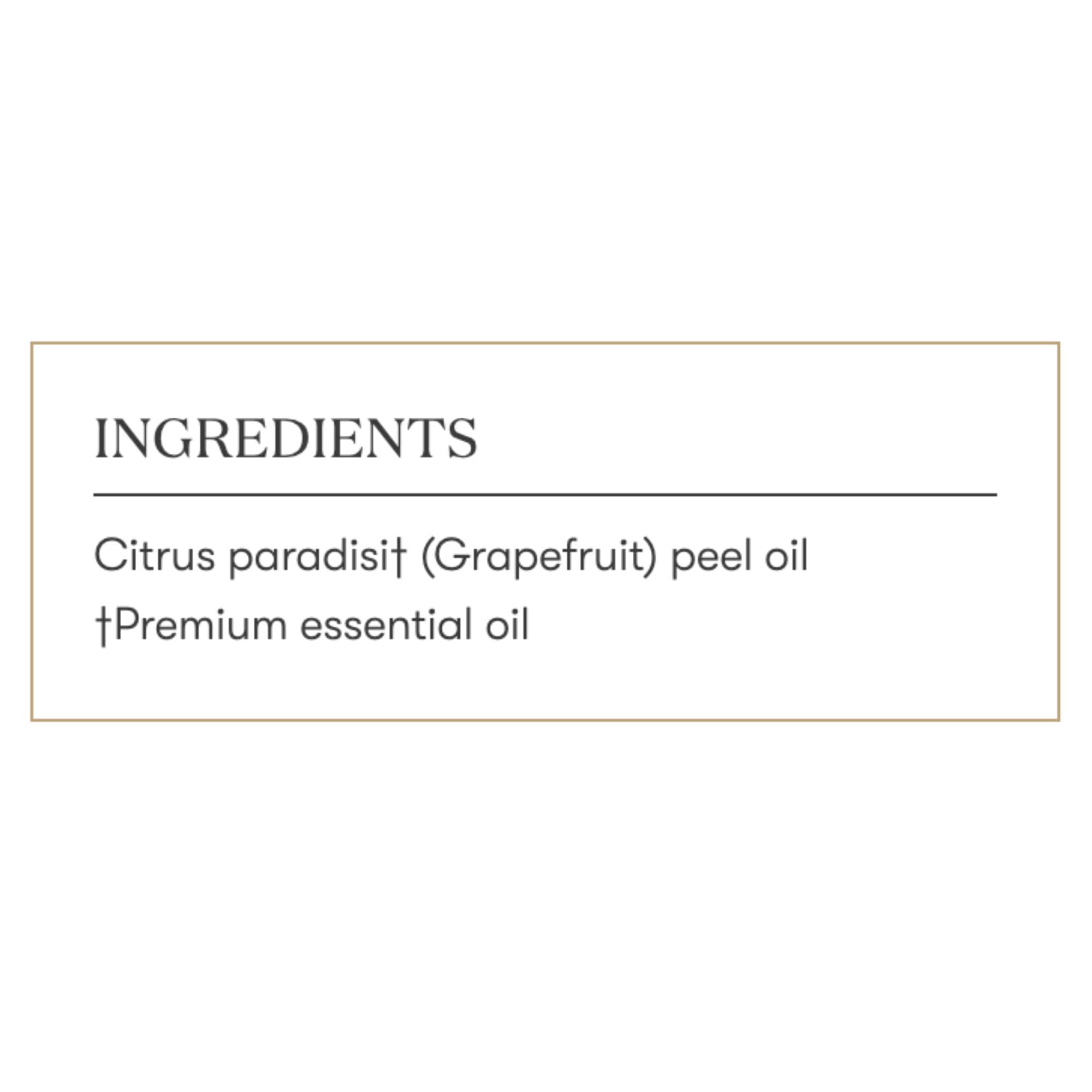 Young Living Grapefruit 15ml glass bottle spotlight communicates premium packaging