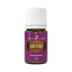 Young Living Gratitude bottle pour promotes calm and reflective moments.