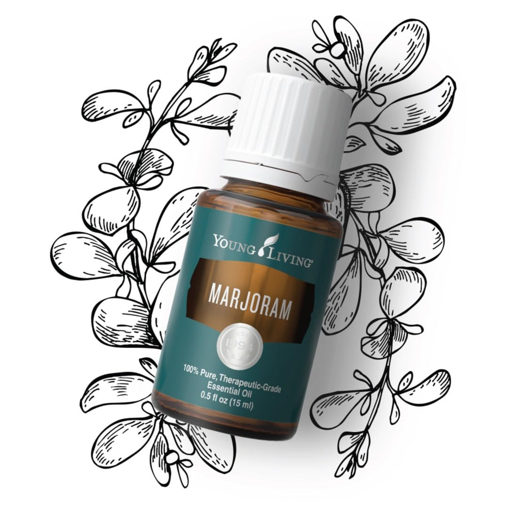 Young Living Marjoram massage application highlighting topical muscle comfort