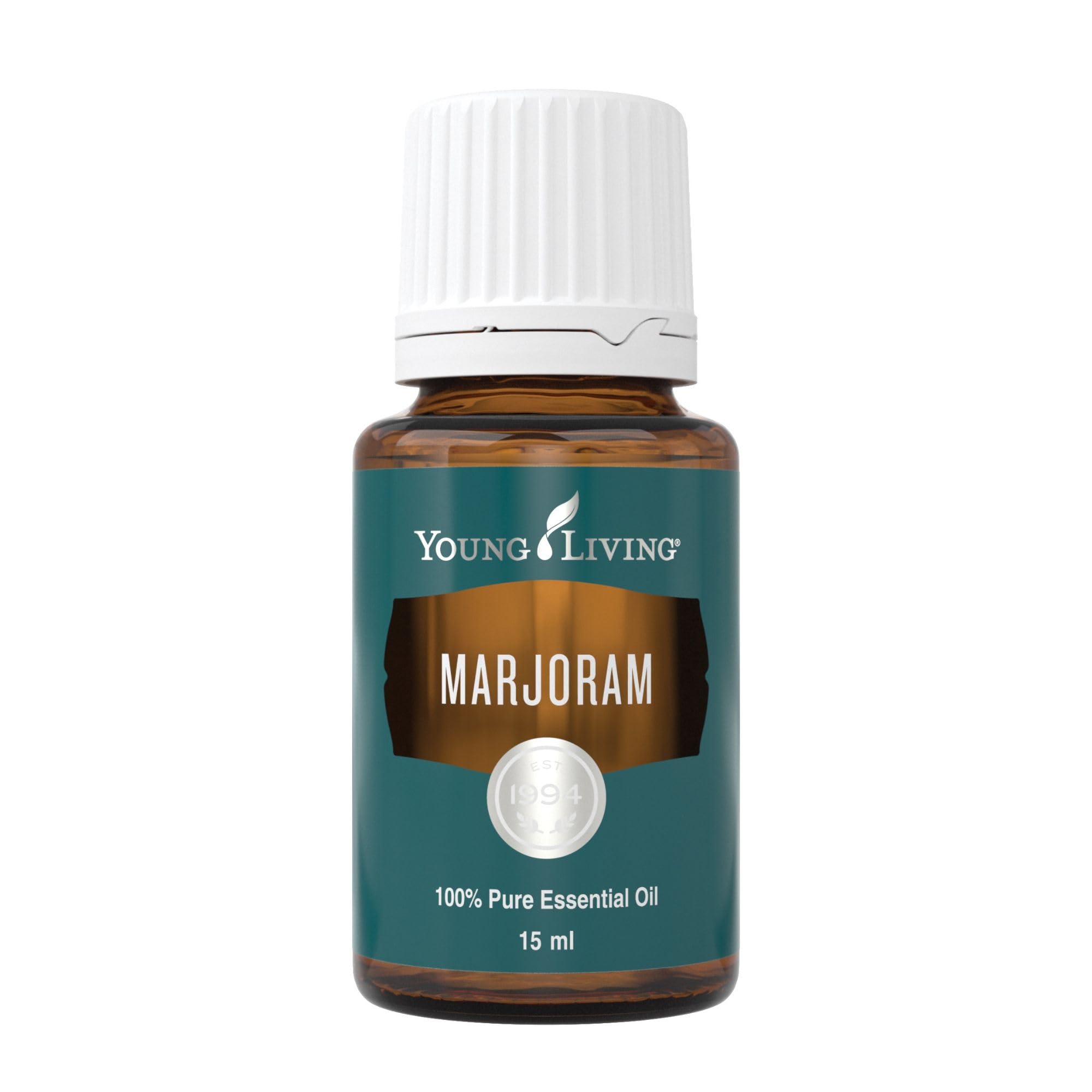 Young Living Marjoram oil bottle shown for soothing aroma and relaxation