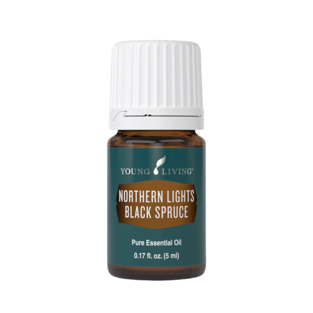 Young Living Northern Black Spruce 5ml bottle highlighting grounding aroma.