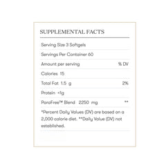 Young Living ParaFree Softgels capsules dispense into hand for use.