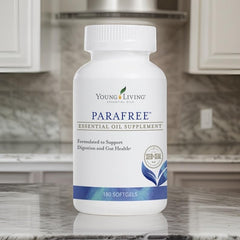 Young Living ParaFree Softgels eco-packaging emphasizes sustainable wellness.