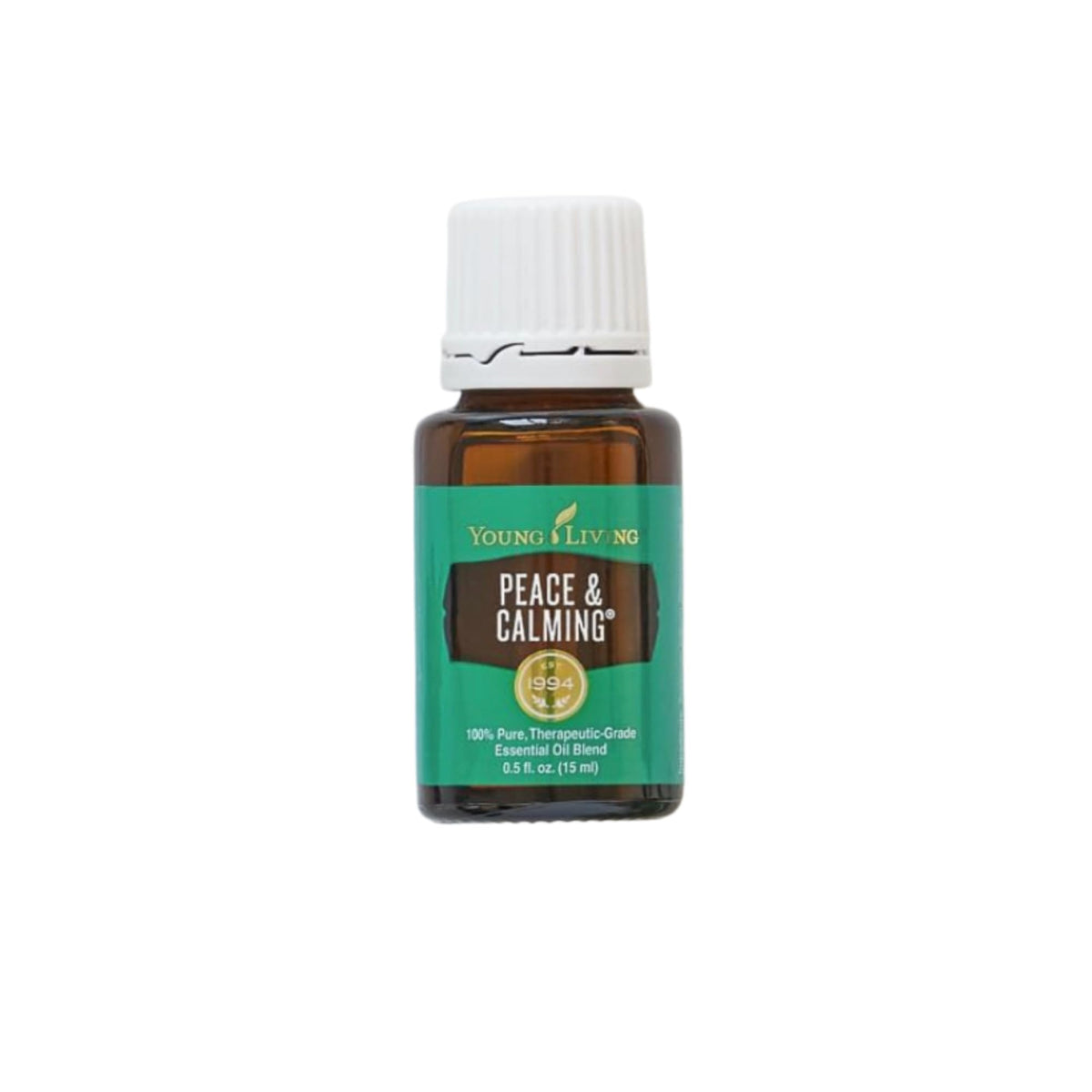 Young Living Peace & Calming bottle pour for soothing aromatherapy and unwinding.