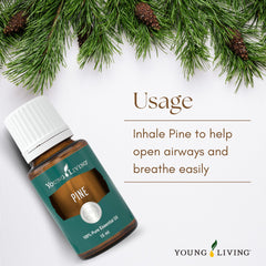 Young Living Pine oil bottle paired with carrier oil for massage and relaxation.