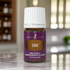 Calm floral scene featuring Young Living SARA essential oil