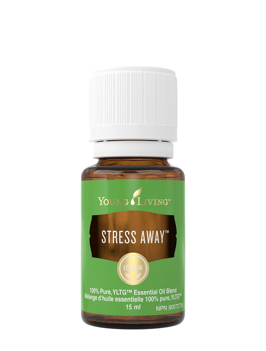 Young Living Stress Away bottle with pure essential oil for calming moments