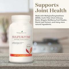 Close-up of Young Living Sulfurzyme label highlighting natural ingredients.