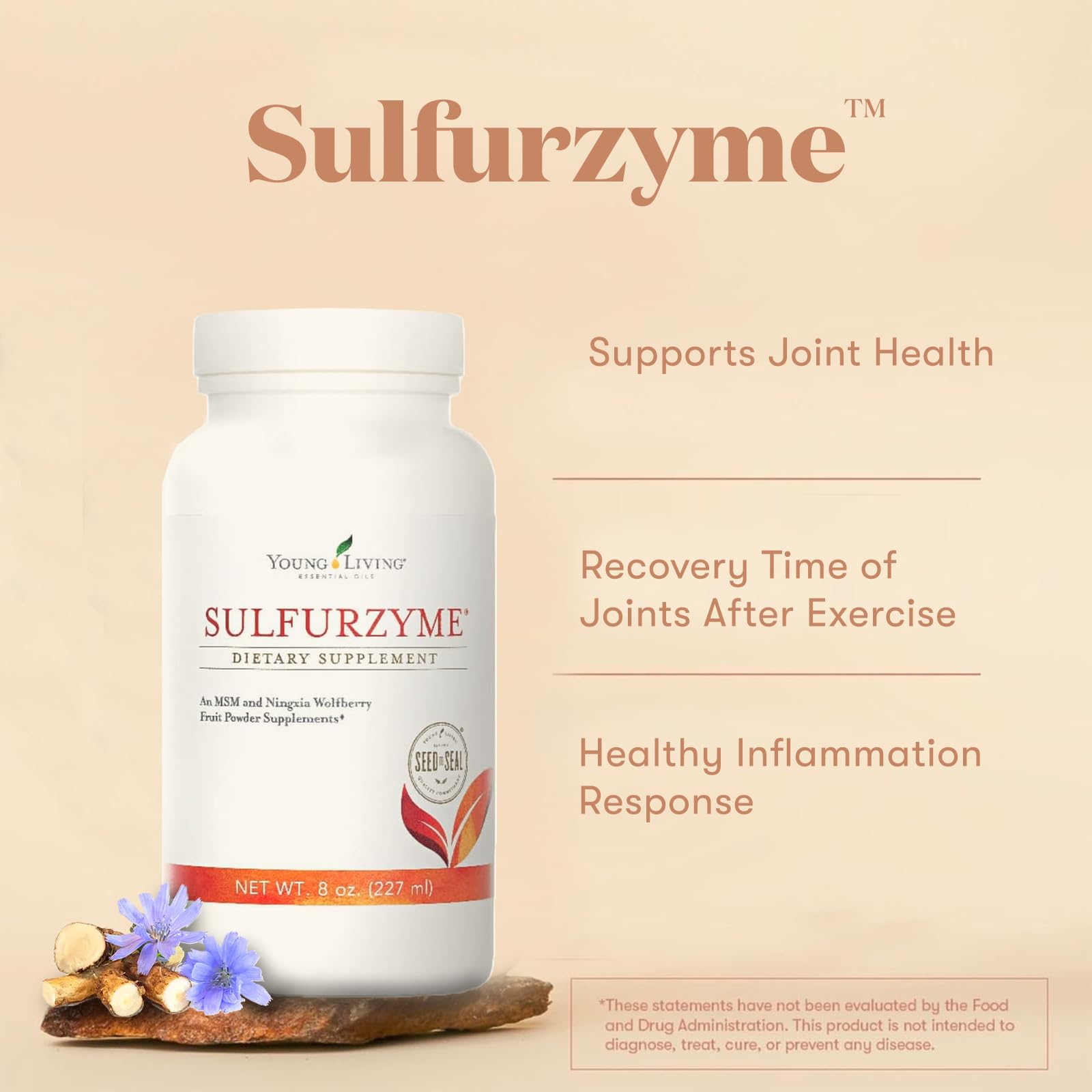 Glass of water with Sulfurzyme powder dissolved, convenient for easy daily use.