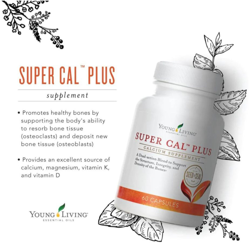 Young Living Super Cal Plus packaging highlights Icelandic minerals and premium ingredients.
