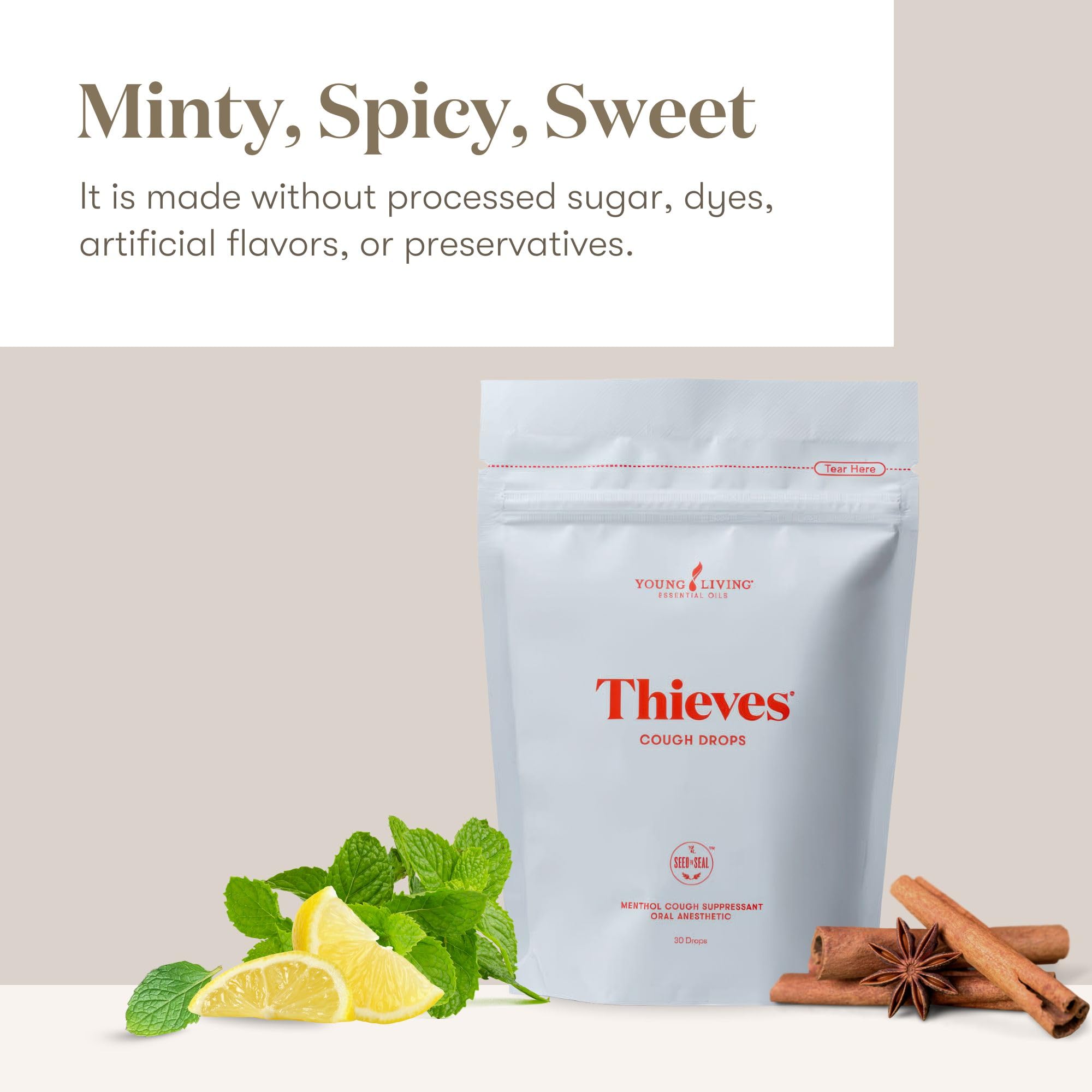 Young Living Thieves drops preservative-free option for natural relief.