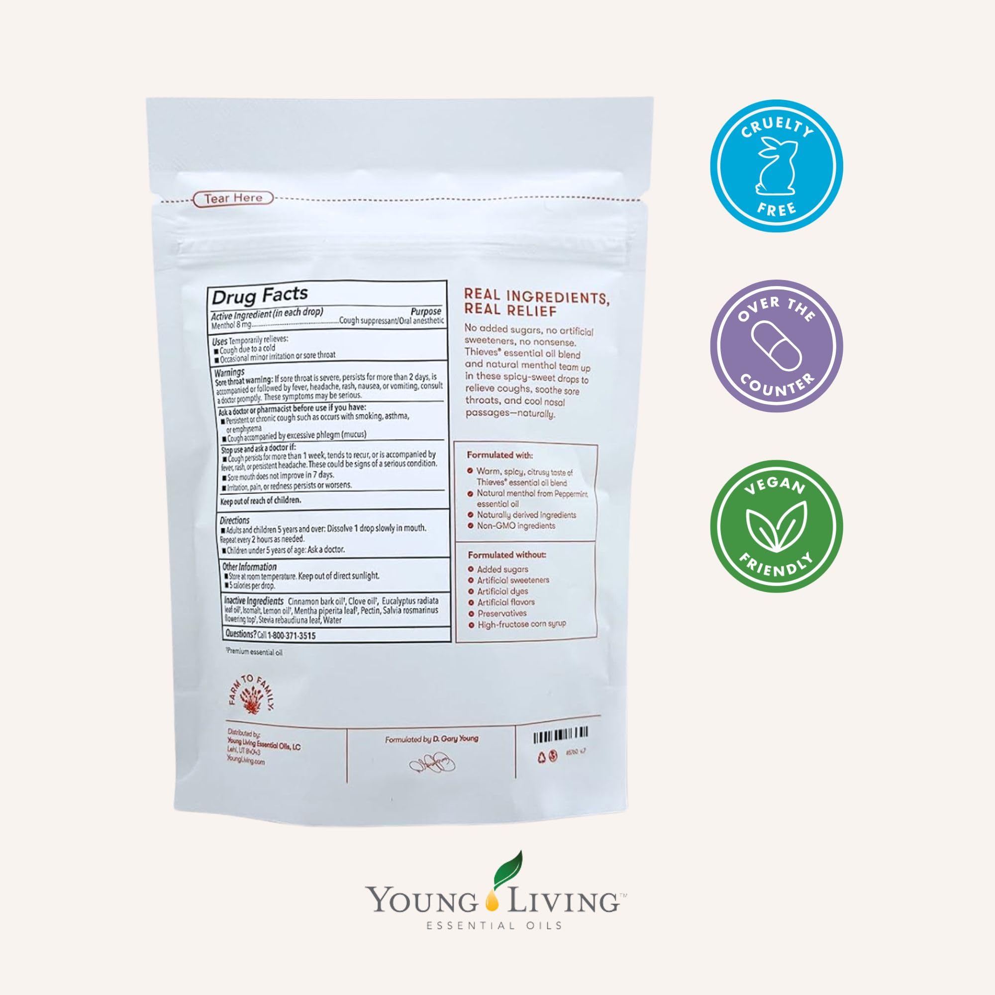 Young Living Thieves cough drops refresh breath after meals.