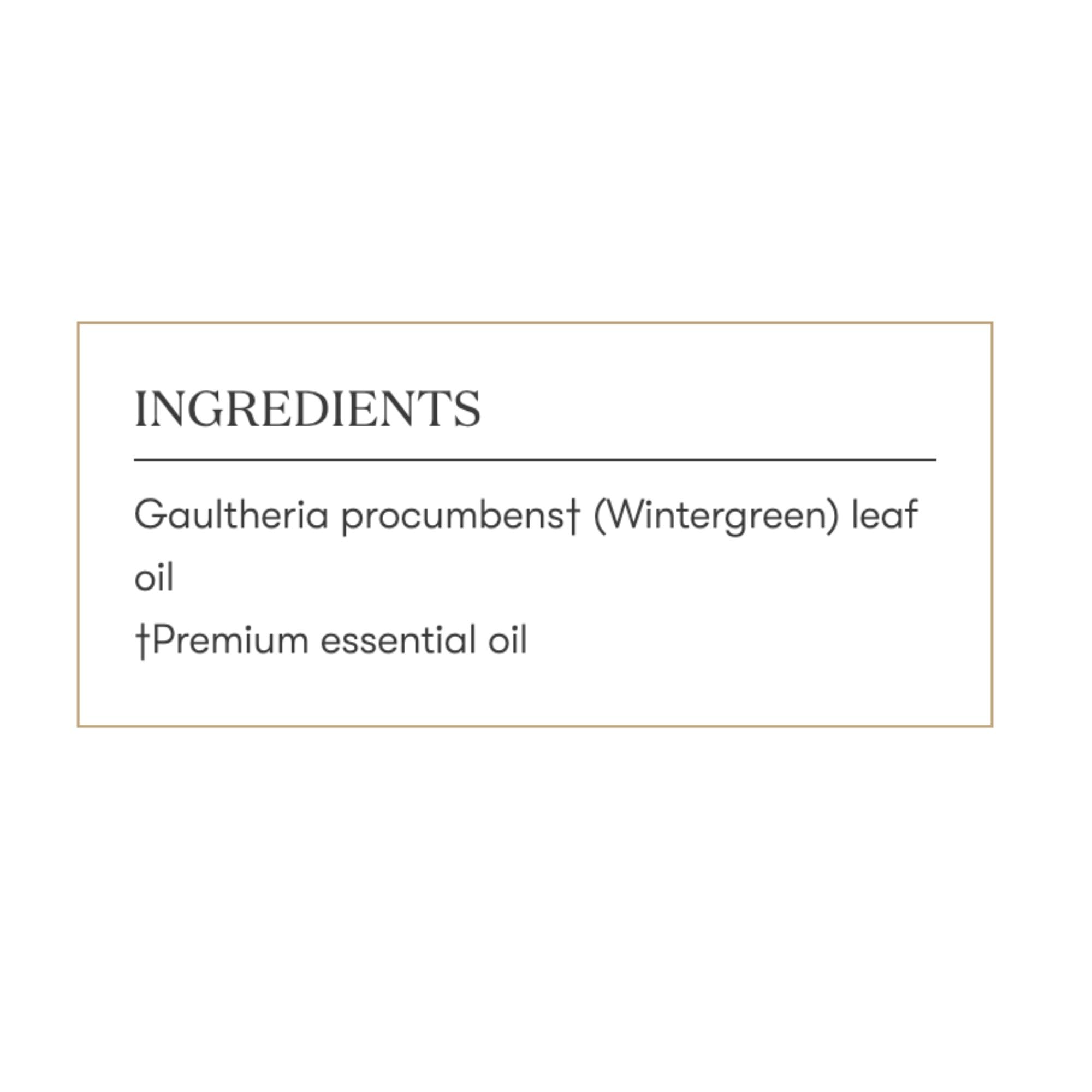 Young Living Wintergreen bottle label showcases authentic quality and ingredient clarity for trust.