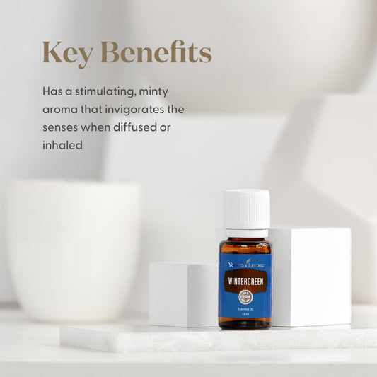 Young Living Wintergreen diffuser aroma captures a cool, revitalizing scent ideal for calm diffusing.