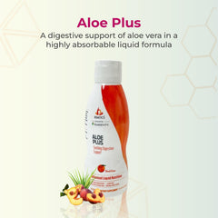 Youngevity Aloe Plus label highlighting the natural blend for digestive comfort.