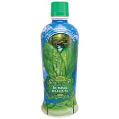 Youngevity Beyond Osteo-Fx Liquid bottle showing calcium support and vanilla flavor for daily use.