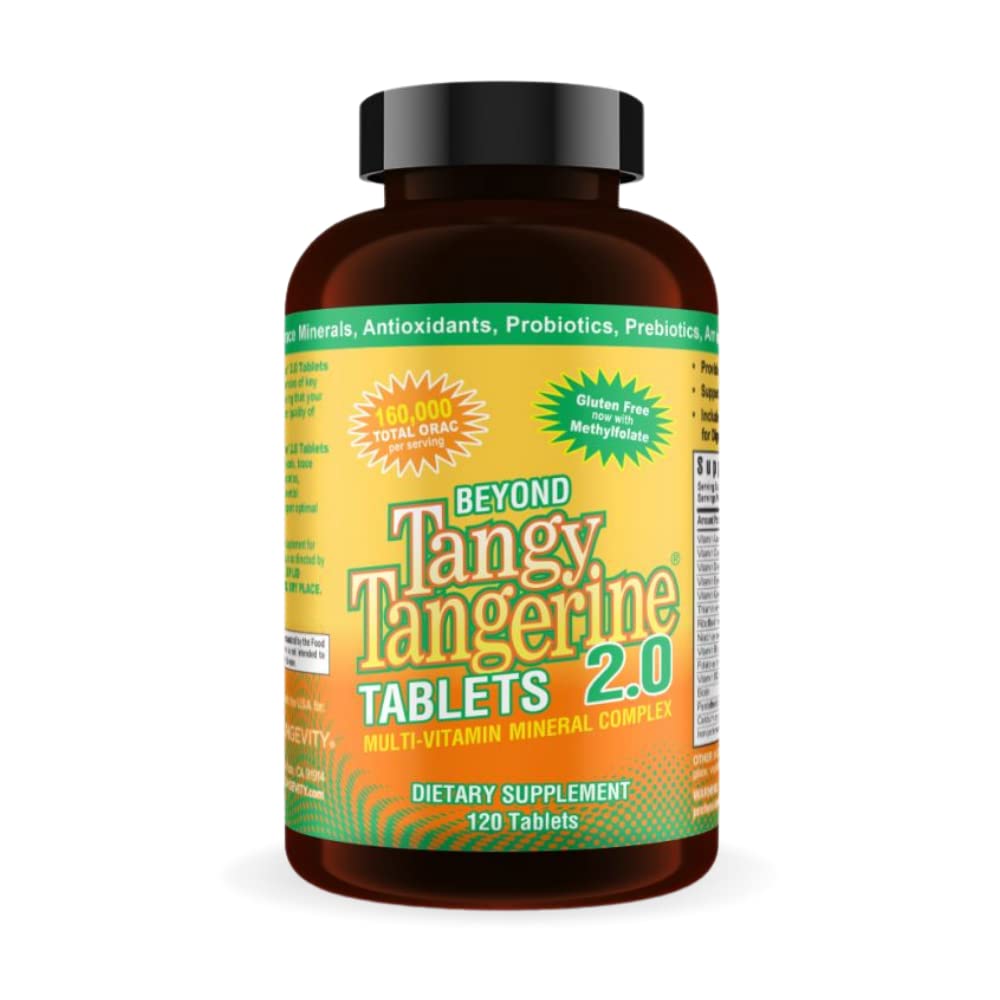 Youngevity Beyond Tangy Tangerine 2.0 bottle label showing natural ingredients for daily wellness