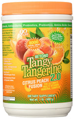 Youngevity Beyond Tangy Tangerine 2.0 bottle label promoting citrus peach fusion for daily nutrients.