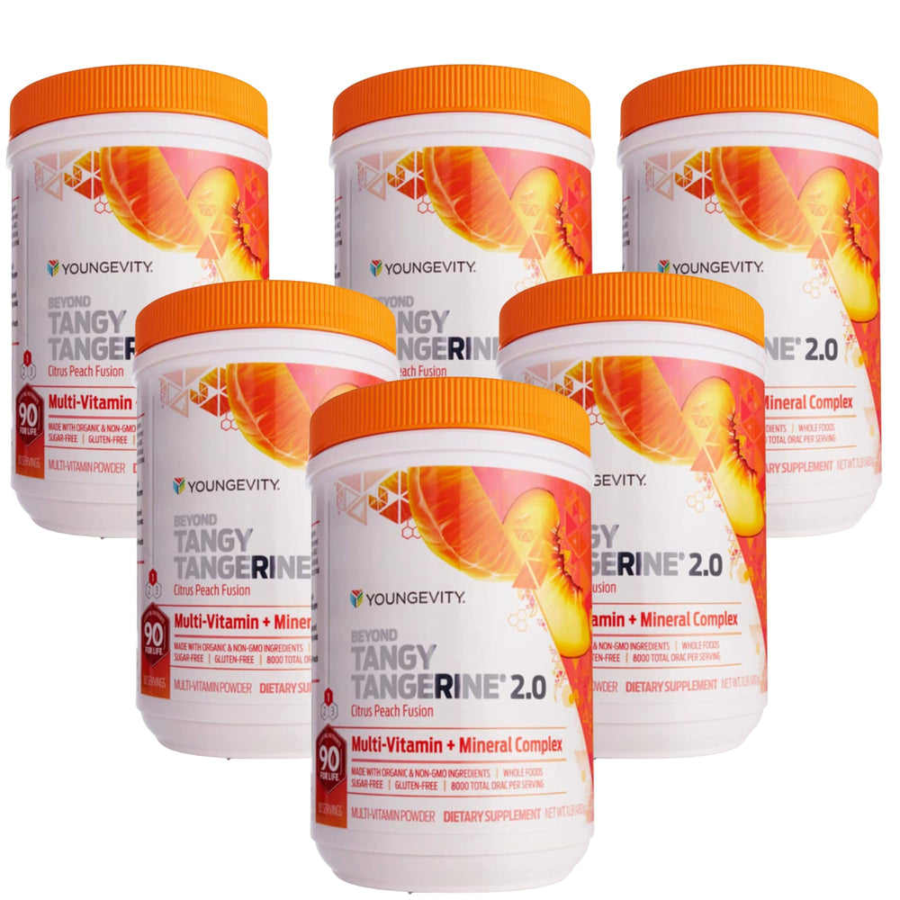 Youngevity Beyond Tangy Tangerine 2.0 bottle ready for daily citrus peach routine