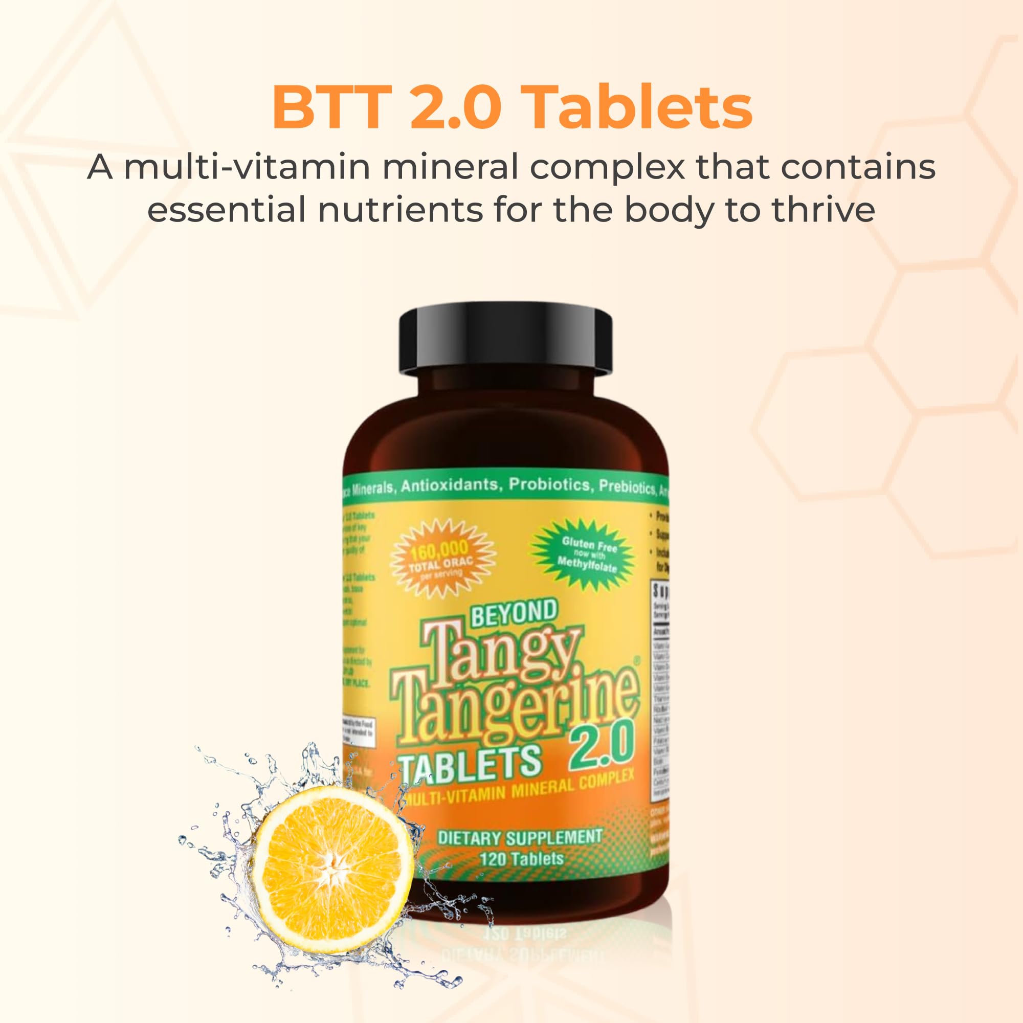 Youngevity Tangy Tangerine 2.0 tablets close-up ready for daily use
