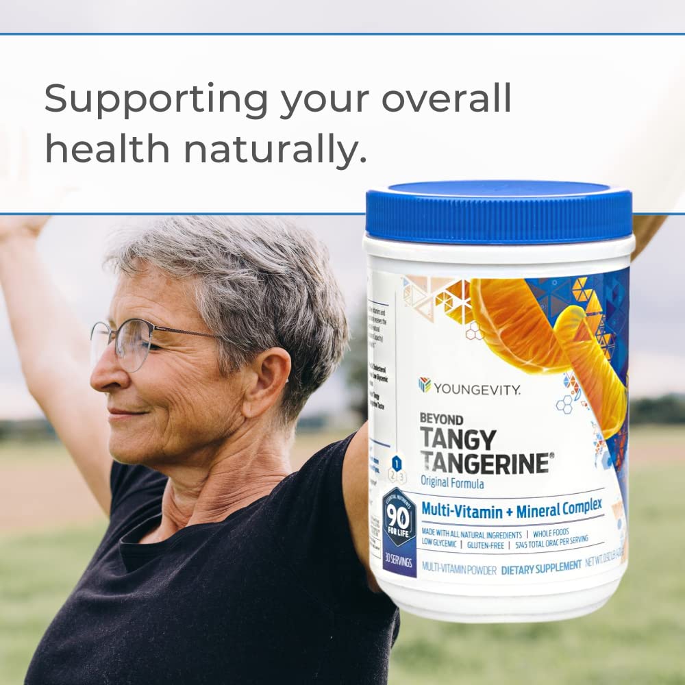 Youngevity Beyond Tangy Tangerine scoop demonstrates easy daily dosing.