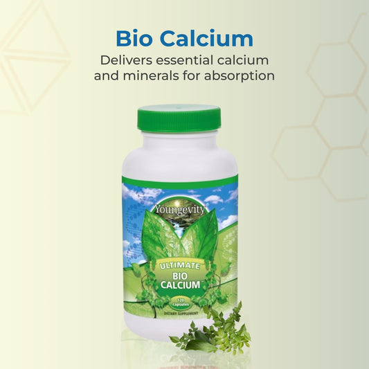 Youngevity Bio Calcium bottle front highlighting complete mineral blend for bone health
