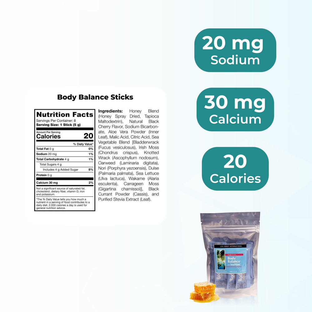 Youngevity Body Balance Sticks with kelp visual emphasizing mineral-rich sea nutrition.