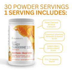 Youngevity Beyond Tangy Tangerine 2.5 prepared tropical-tangerine drink in a glass.