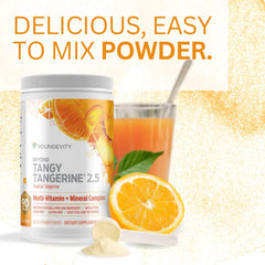 Powder dissolving in water shows Youngevity mixability for a convenient daily dose