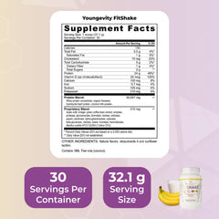 Youngevity FitShake Banana Cream scoop beside glass ready to mix.
