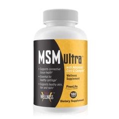 Youngevity Freelife MSM Ultra bottle label highlighting MSM for bone support