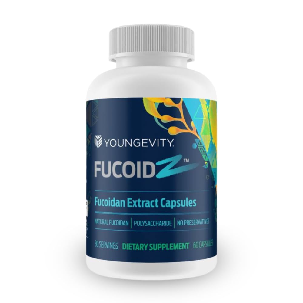 Youngevity FucoidZ bottle-front showcases purified fucoidan capsules for daily immune-friendly support.