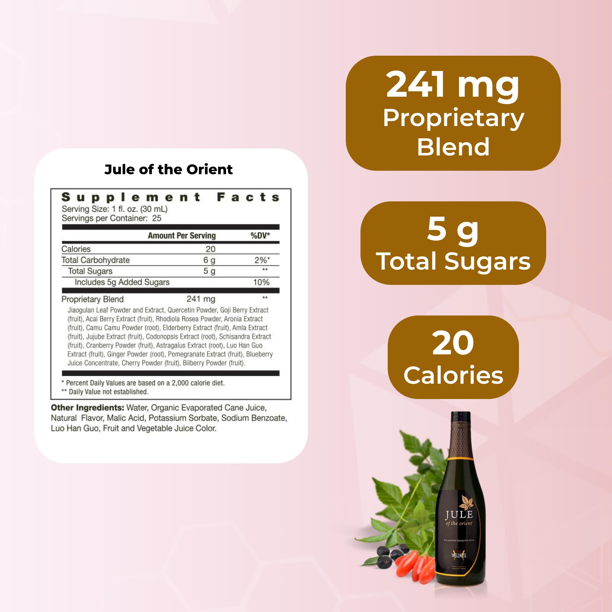 Youngevity Jule of the Orient Organic SuperJuice being poured into a glass for a vibrant drink.