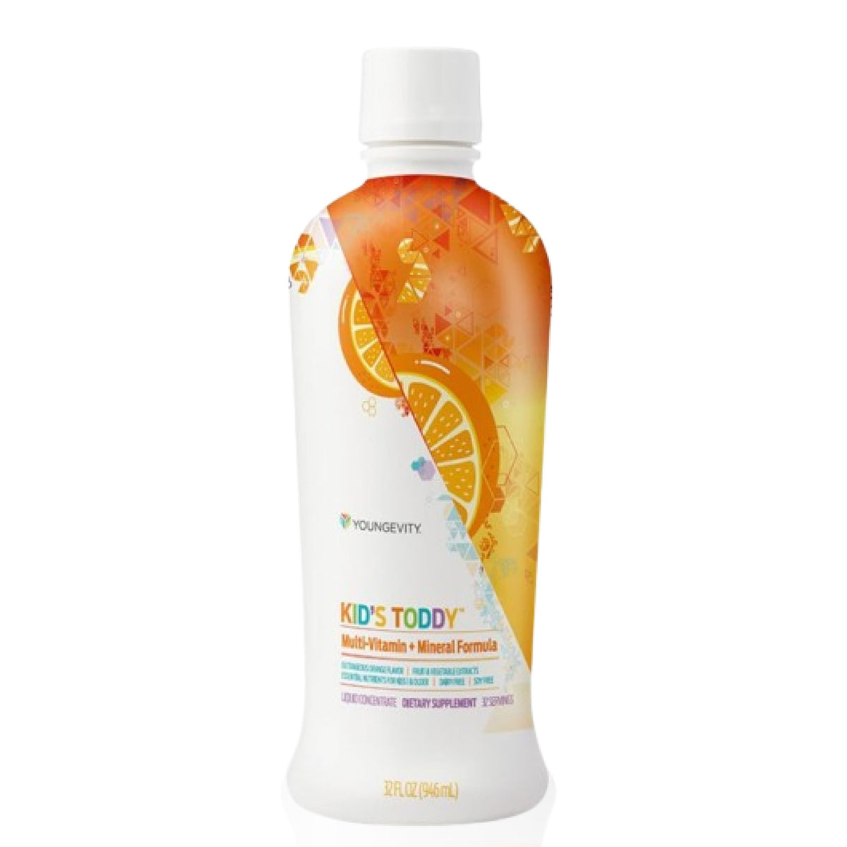 Youngevity Kid's Toddy orange bottle, tasty liquid multivitamin for kids