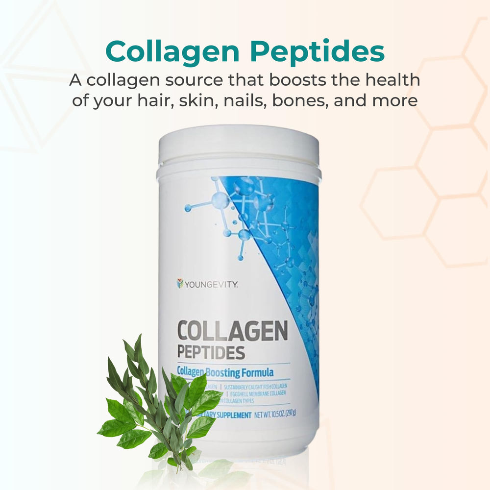 Youngevity Multi-Collagen bottle pour demonstrating smooth mixing into a beverage
