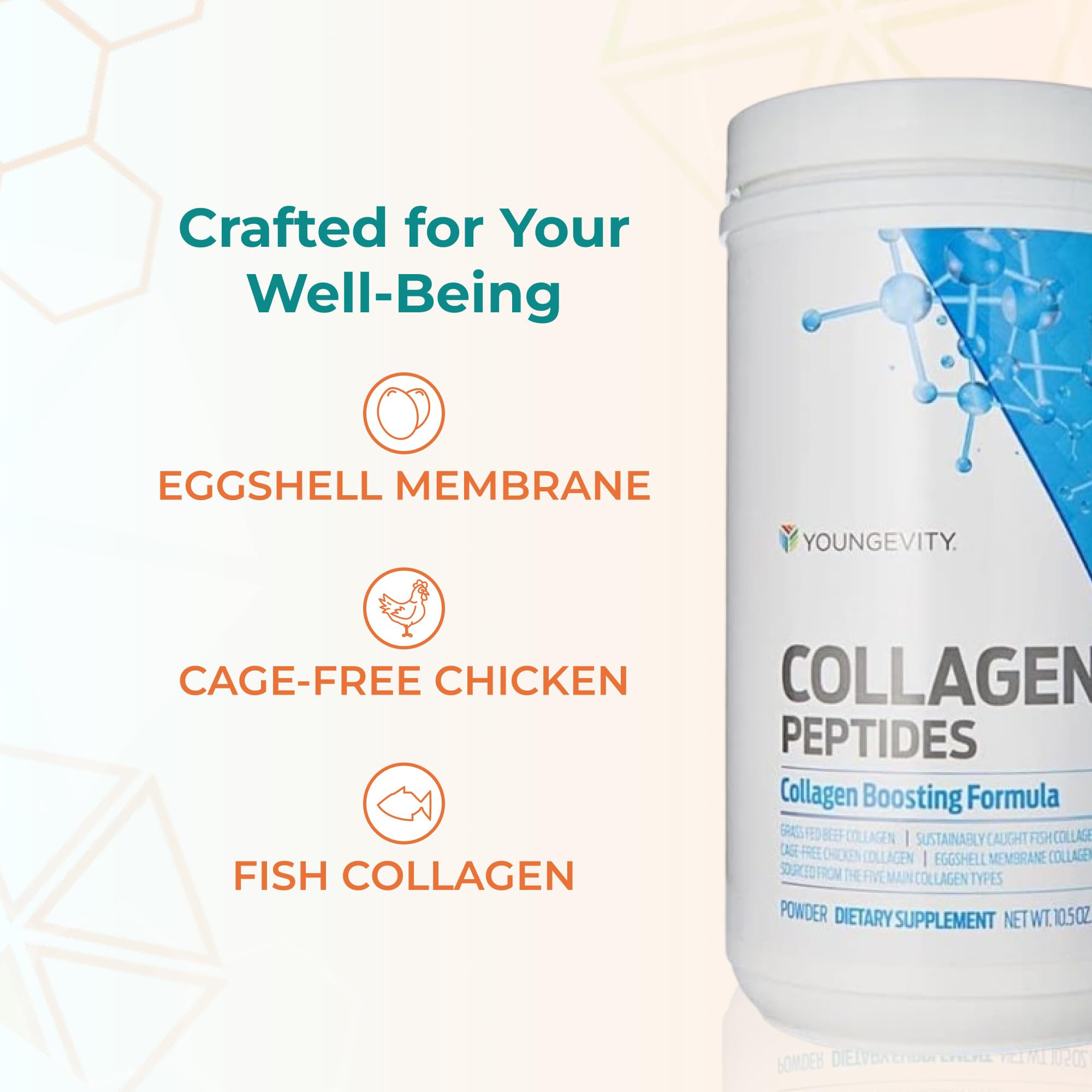 Youngevity Multi-Collagen mixture in glass illustrating versatile beverage use