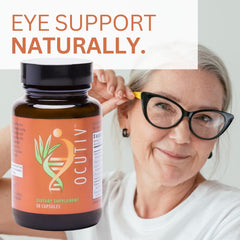 Youngevity Ocutiv label details highlight vitamins and antioxidants.