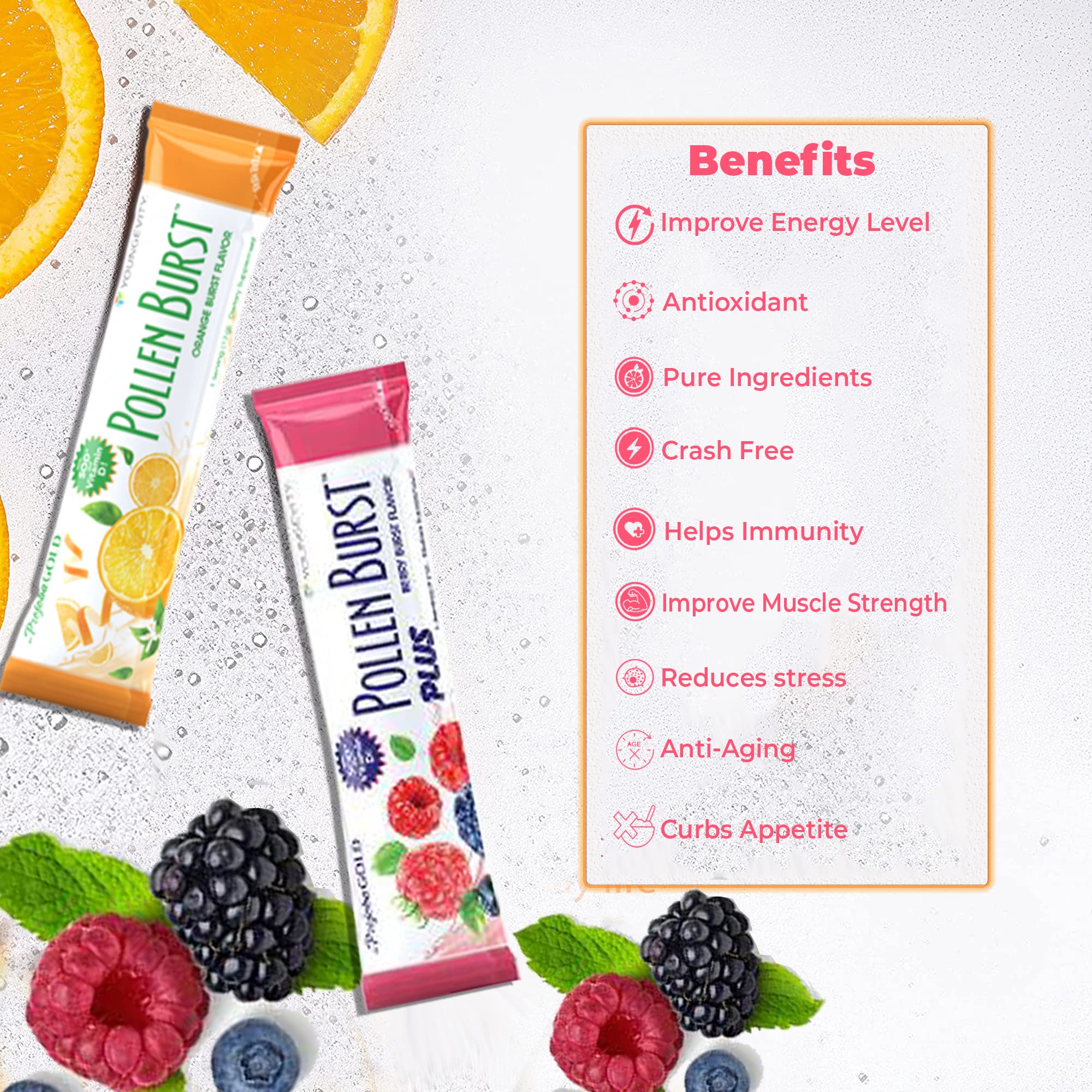 Youngevity Pollen Burst Combo close up showing flavor profile