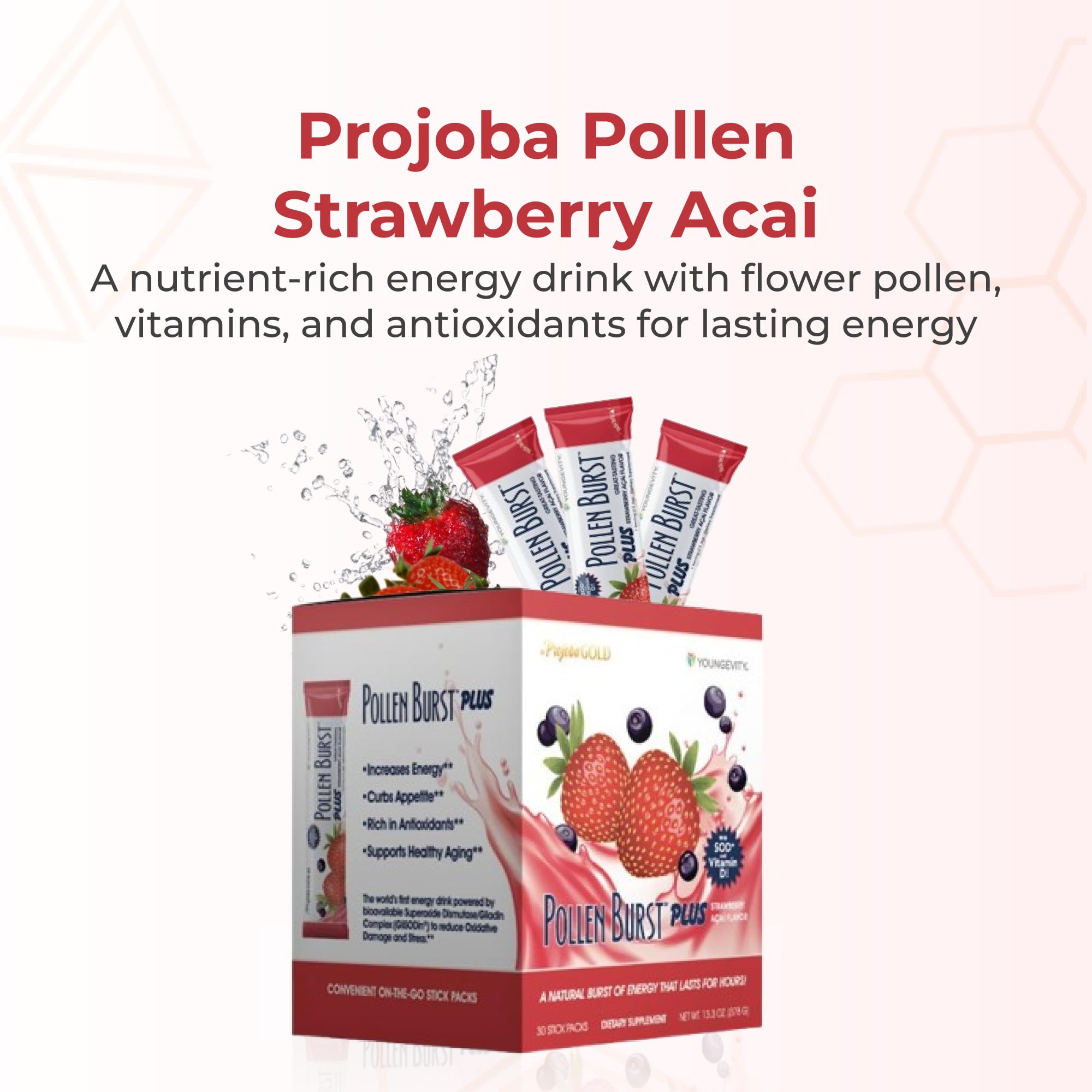 Pouring Youngevity Pollen Burst for quick, sustained energy without crash