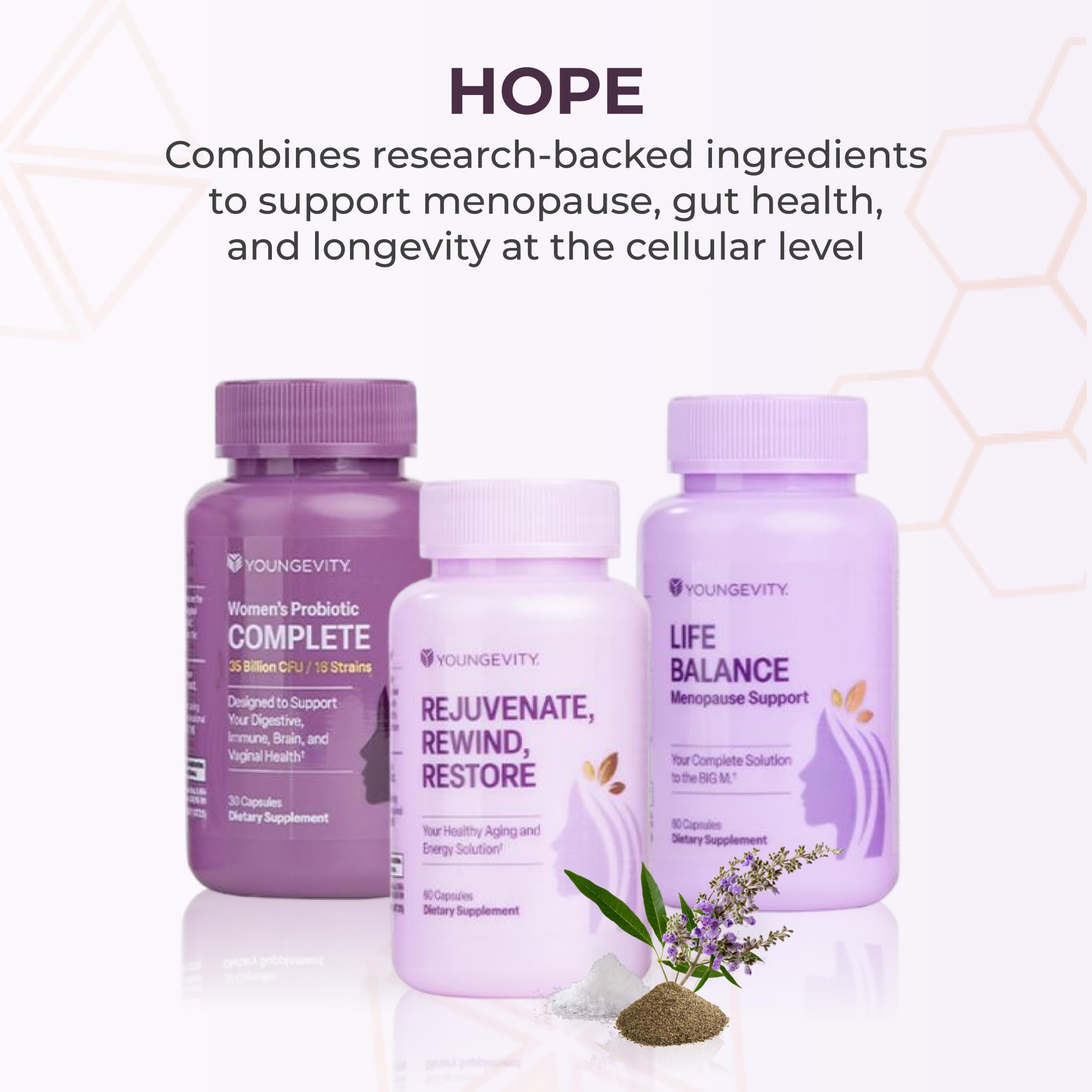 Youngevity Probiotic Complete capsules—supports gut and vaginal microbiome for well-being.