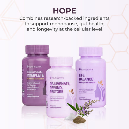 Youngevity Probiotic Complete capsules—supports gut and vaginal microbiome for well-being.